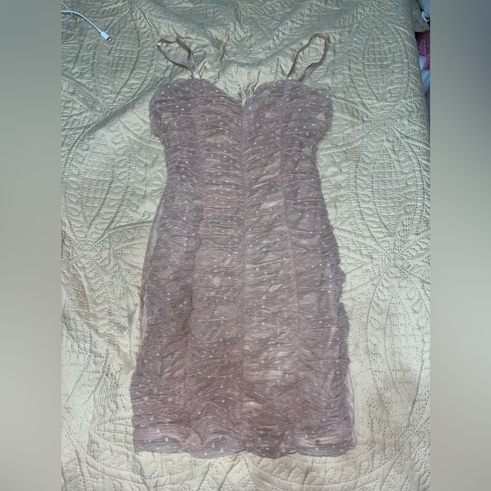 Tan dotted dress